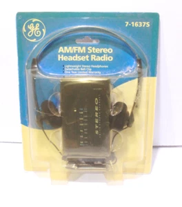 GE AM/FM Stereo Headset Radio 7-1637S Headphones Belt Clip w/ Head Phones New - Picture 1 of 6