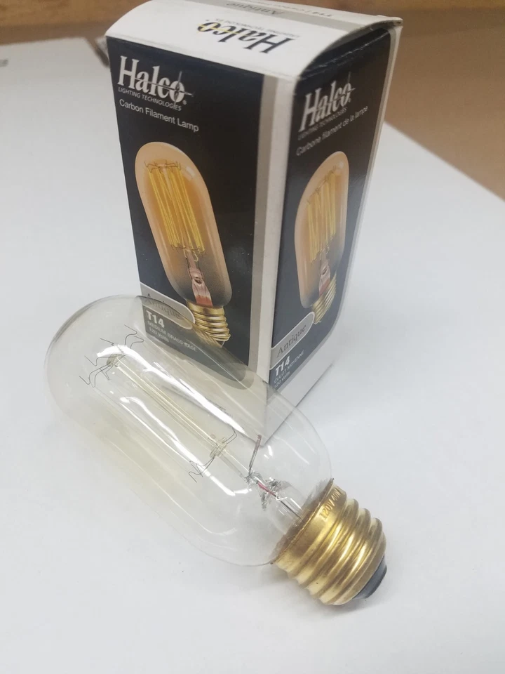6 Halco 40 Watt T14 Antique Edison Light Bulb w Decorative Amber Filament - Image 1 of 1