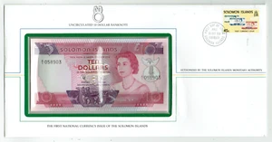 FDC SOLOMON ISLANDS 1977 $2, $5, & $10 MATCHING S/N A/1 058903 PICK#5a-7a CH CU - Picture 1 of 9