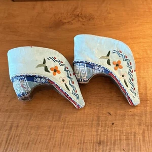 Scarpe vintage con piede di loto legato cinese tessuto seta ricamato decorazione antica 4" - Foto 1 di 10