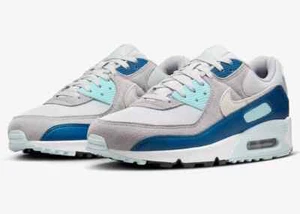 NIKE AIR MAX 90 LIFESTYLE FN6958-001 PLATINUM GLACIER BLUE SZ 14 EXCELLENT COND - Picture 1 of 9