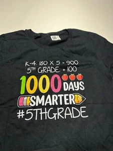 "1000 Days Smarter 5th Grade" Unbranded T-Shirt Womens Small Black Short Sleeve - Picture 1 of 11