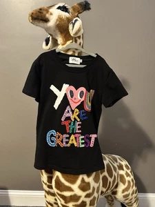 Lola And The Boys 'You Are The Greatest' Graphic Gem T Shirt Black Size 8 - Picture 1 of 8