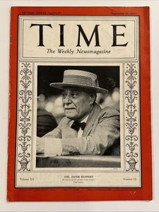 Time Magazine September 19, 1932 - Col. Jacob Ruppert - Picture 1 of 3