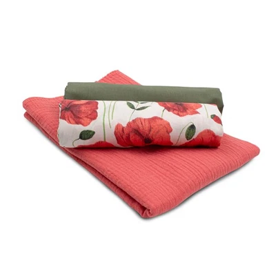 Stoffpaket 2x Baumwollstoff + 1x Musselin Double Gauze je 0,5m zum nähen Set 22 - Bild 1 von 4