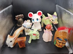 Menge 9 einzelne Salz Papper Streuer Teile Frosch Indianer Glocke Katze Maus etc - Bild 1 von 12