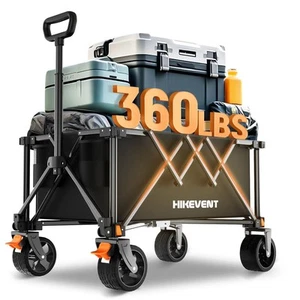 Collapsible Wagon Cart, 360Lbs Heavy Duty Foldable Beach Wagon with Wider Whe... - Picture 1 of 7