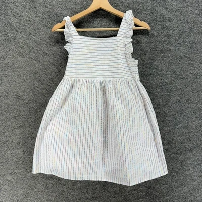 Crewcuts Dress Girls 10 White Striped Sheath Short Square Neck Sleeveless Cotton - Image 1 of 4