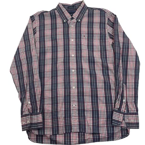 Tommy Hilfiger Button-Up Plaid Custom Fit Long Sleeve Shirt Red White Blue M - Picture 1 of 6