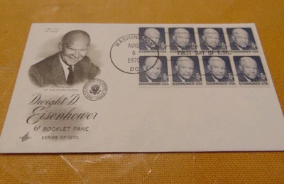 TurtlesTradingPost- Dwight D Eisenhower 1970 FDC 1393a - Artcraft Booklet Pane - Image 1 of 4