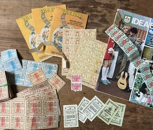 Vintage Briefmarken Lot S&H grün s/w Gold Bond 1973 Ideenbuch gebraucht unbenutzt Coupon - Bild 1 von 15