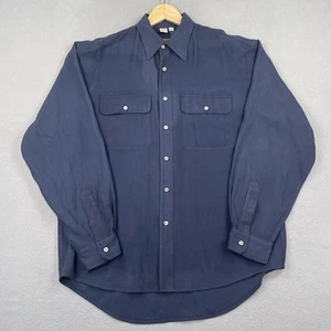 Camisa The Territory Ahead Para Hombres XL Azul Marino Seda Abotonada Sarga Bolsillos con Solapa - Imagen 1 de 8