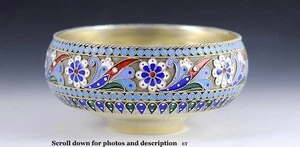 Ovchinnikov 1891 Russian 88 Tazón Cloisonne Plata Dorada - Imagen 1 de 7