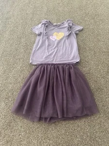H&M Glitter Tutu Skirt and shirt Purple- Hearts Glitter - SZ 5-6 - Picture 1 of 2