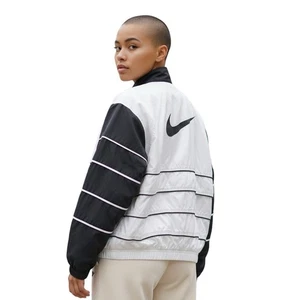 Nike Windbreaker Jacke Unisex M weiß schwarz Vintage 90er Reißverschluss Track belüftet - Bild 1 von 15