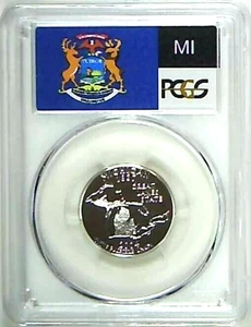 ✅ 2004-S Michigan 90% SILVER Washington Quarter ~PCGS PR69DCAM State Flag Label - Picture 1 of 2