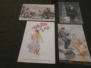 4 orig. Postal aprox. años 20/30 arte erótico mujer niña desnuda Art Nouveau - Imagen 1 de 2