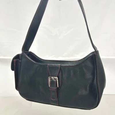 Bolso Baguette Crazy Horse Negro Cartera Pequeño Bolso de Hombro Cuero Sintético Y2K Preppy Foto 1 de 4