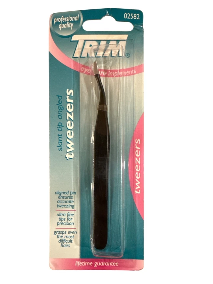 #02582 Trim Slant Tip Angled Tweezers +Professional Quality Eyebrow Hair Remover - Image 1 of 3