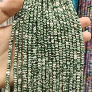 Cuentas de disco espaciador rondelle de jaspe mancha verde natural de 2x4 mm para hacer joyas hágalo usted mismo - Imagen 1 de 5