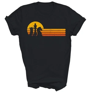 Vintage Chess Player Sunset Pieces Unisex Shirt Gift - Picture 1 of 5