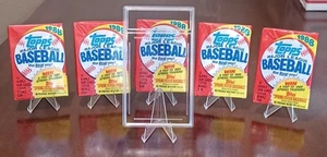 5 Unopened 1988 Topps Baseball Card Wax Packs (X5) "The Original" + (1) Slab  - Picture 1 of 12