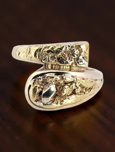 NACHLASS SCHMUCK MASSIV 14K GELBGOLD RING BYPASS ECHTE NUGGETS GR. 5,75 #7873 - Bild 1 von 6