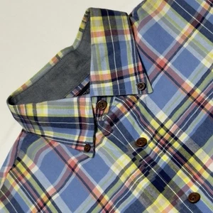 Lands' End blau-gelbes kurzärmliges kariertes Button Down Hemd Gr. M TOP - Bild 1 von 9