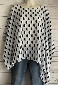 Chicos transparentes Poncho Oberteil Gr. Small Medium S/M weiß schwarz Kreise asymmetrisch - Bild 1 von 6