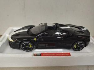 FERRARI SF90 STRADALE BLACK W/STRIPES WHITE 1:18 BBURAGO SIGNATURE - Imagen 1 de 5