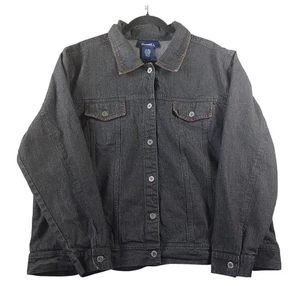 Denim & Co Damen Jeansjacke dunkle Waschung Größe 1X Knopfleiste Langarm - Bild 1 von 6