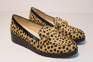 Anne Klein Loafers Shoes Flex Cow Hair Leather Tan Leopard Print Women’s 8 - Picture 1 of 10