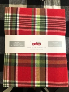 Rachel Ashwell Farmhouse Red Madras Plaid Tartan 60 x 118" Tablecloth  -- NWT - Picture 1 of 5