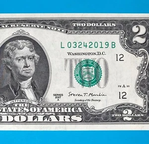 March 24, 2019 (L 03242019 B) BIRTHDAY Note $2 Two Dollar Bill *UNC* - Picture 1 of 4