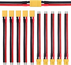 Lot de 5 paires de connecteurs XT30 14AWG câbles silicone 100 mm pour drones ... - Photo 1/6