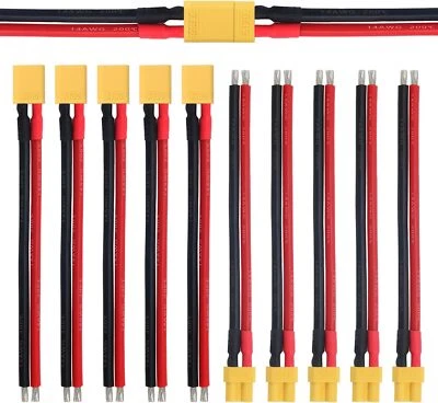 Juego de 5 pares de conectores XT30 14AWG cables de silicona 100 mm para dron... - Imagen 1 de 4