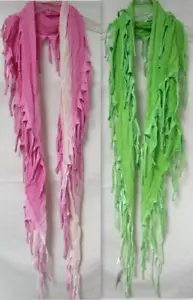 Women's Fringe Scarf, Neon Green or Pink E1 1234 - Picture 1 of 9