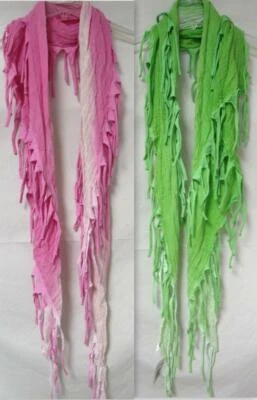 Women's Fringe Scarf, Neon Green or Pink E1 1234 - Image 1 of 4