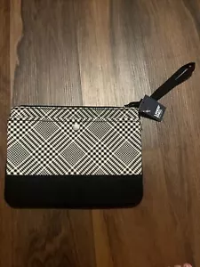 NWT Lands' End Black and White Checkered Wristlet Clutch w Zipper and Button - Picture 1 of 5