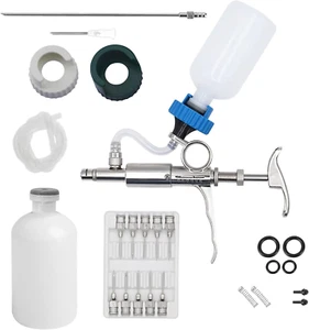 5ML Livestock Syringe Multi-Use Adjustable Injection Gun Syringe with 10 Needles - Picture 1 of 11