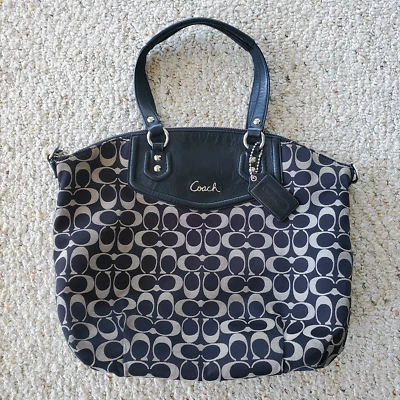 Coach Ashley Signature North South Satchel Handbag Purse Tote Black C1382-F25185 - Image 1 of 4