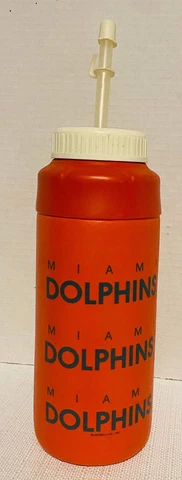 Vintage 1990 Rare Miami Dolphins Insulated Water Squeeze Bottle Sports Gym Work Cover