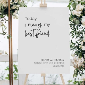 Insegna Welcome Wedding - Tavola Minimalista, Personalizzata Personalizzata Accoglienza Migliore - Foto 1 di 5