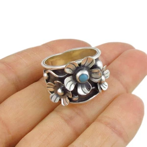 Anello margherita argento sterling 925 disegno fiori estivi massiccio da donna - Foto 1 di 5