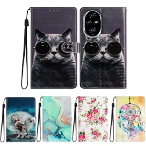 Case for Huawei Honor 90 70 50 10 Pattern Leather Flip Wallet Case Phone Cover - Picture 1 of 22