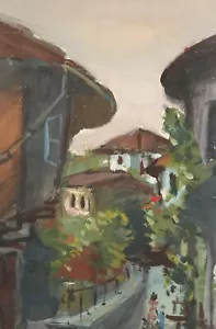Vintage impressionist gouache painting cityscape - Picture 1 of 11