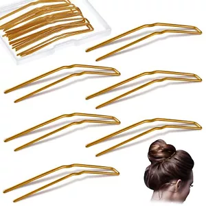 24 Pcs U Shaped Hair Pins, Hair Styling Pins for Updo with Storage Box, Metal... - Picture 1 of 6