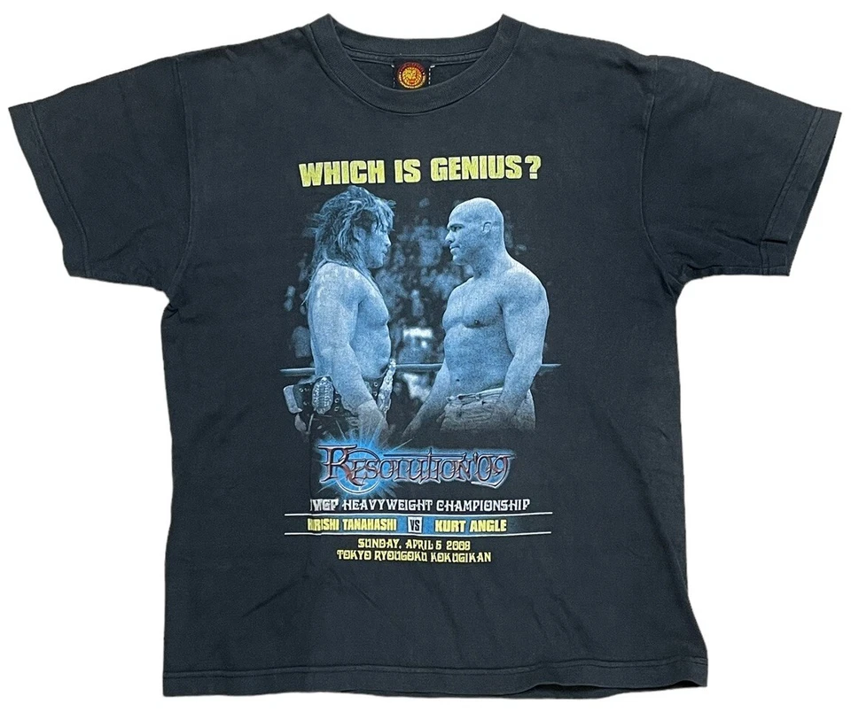 Camiseta 2009 NJPW Hiroshi Tanahashi vs Kurt Angle WWE TNA extremadamente rara de colección Foto 1 de 4
