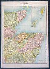 1890 John Bartholomew Large Antique Map of NE Scotland Orkneys Shetland to Perth