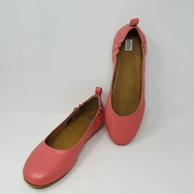 NEW FitFlop Womens Ballet Flats Allegro Coral Pink  Size 10 Leather Comfort - Image 1 of 4